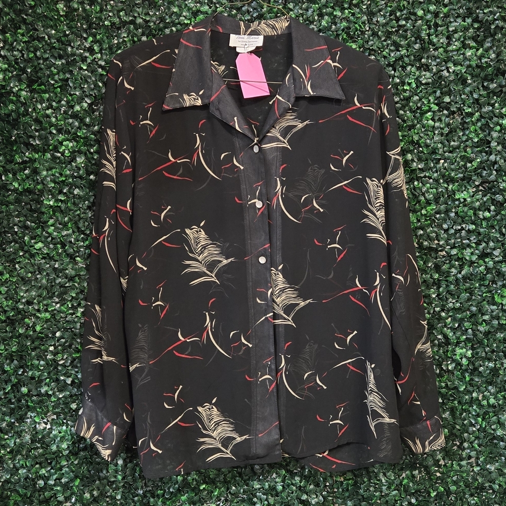 Elegant Sheer Black and Red Women's Blouse